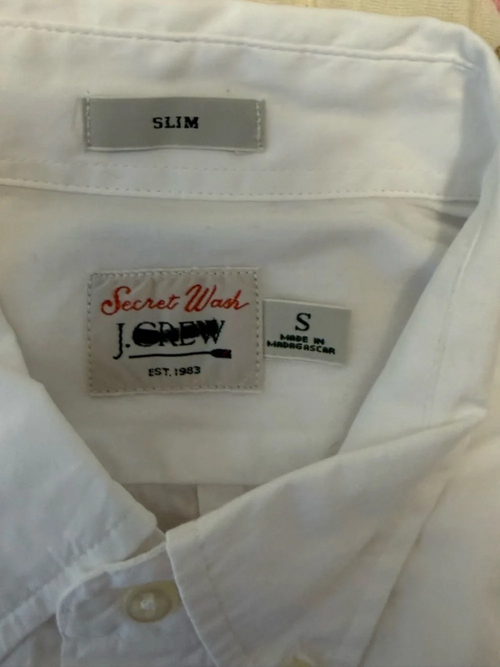 J. Crew Men’s Secret Wash 100% Cotton Poplin Button Down Shirt NWT S White